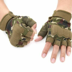 Multicam Tactical Gloves Soft Knuckle Half Finger Military Shooting Gloves 