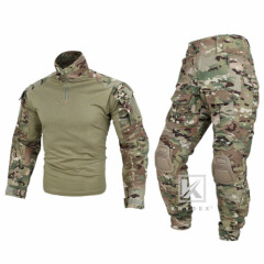 KRYDEX G3 Combat Uniform Set Tactical Shirt & Trousers & Knee Pads Multicam Camo
