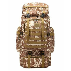LARGE 70L MOLLE Lined Tactical Backpack Military Camping Desert Digital