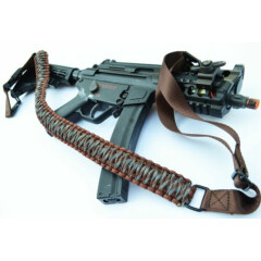 60" Tactical 550 Paracord Gun Rifle Bow Shotgun Sling 1 or 2 Point RUSTIC CAMO
