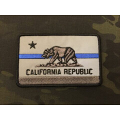 REFLECTIVE Subdued Thin Blue Line California State Flag Patch