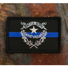Subdued Thin Blue Line Nevada State Flag Patch, Law Enforcement