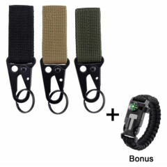 Molle Bag Dedicated 3 Pcs Nylon Tactical Key Rings Holder with Fire Starter Tool