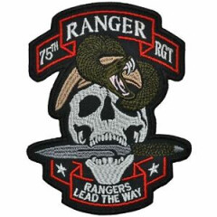 75th Ranger RGT Skull Snake and Dagger - 4.5x3.25 inch Patch