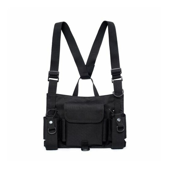Tactical Chest Rig Bag Radios Pocket Harness Hip Hop Functional Pouch Black  {7}
