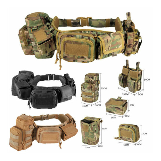 Tactical Molle Waist Belt Military Soft Padded Patrol Combat Battle Web Belt Bag {1}