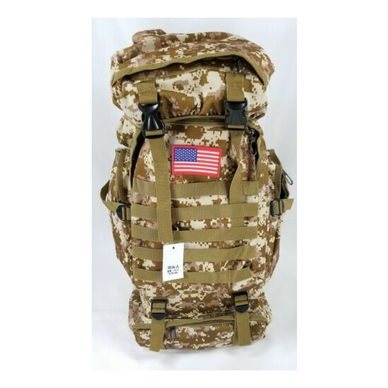 LARGE 70L MOLLE Lined Tactical Backpack Military Camping Desert Digital {3}