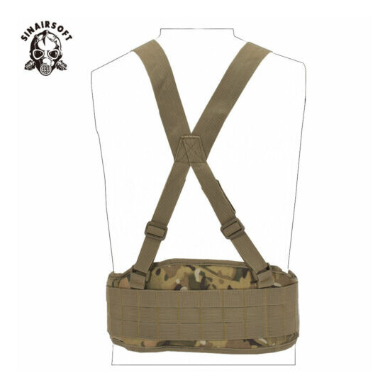 Tactical Molle Waist Padded Belt w/ Suspender Combat Multifunction Hunting Strap {3}