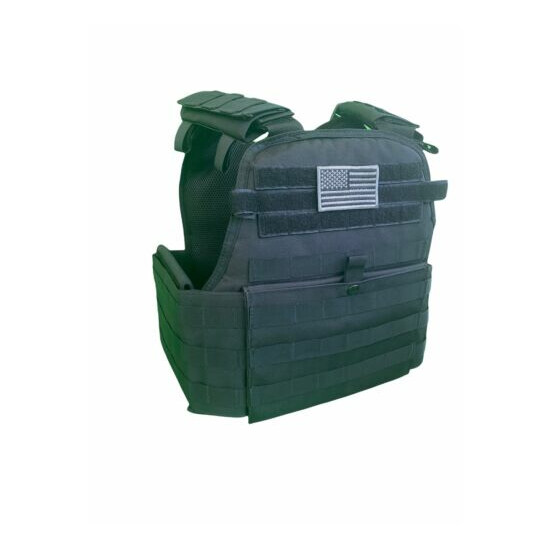 Tactical Vest BLACK Plate Carrier Rig- Adjustable. {1}