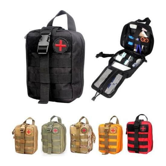 Outdoor Pack First Aid Kit Wilderness Black First Aid Pouch Medical Bag Package {1}
