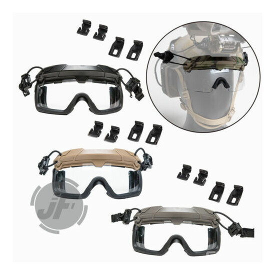 Tactical Helmet Goggles Anti-fog Transparent Lens w/ Rail Clips for FAST Helmet {1}