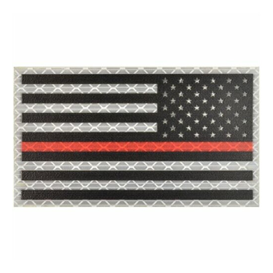 Reflective Printed Thin Red Line USA Flag - 2x3.5 Patch {5}