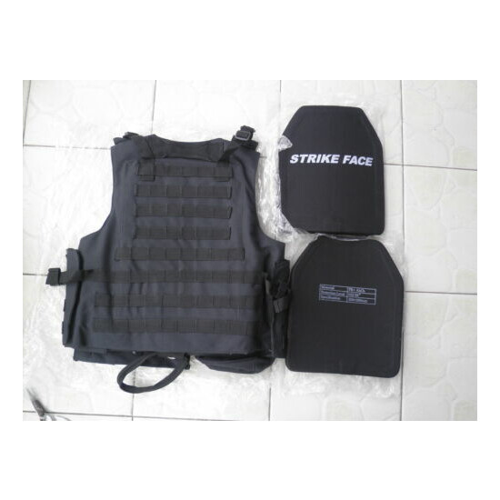 Black Combat Tactical Soft Bullet proof vest IIIA + 2PCS III ceramic plates {2}
