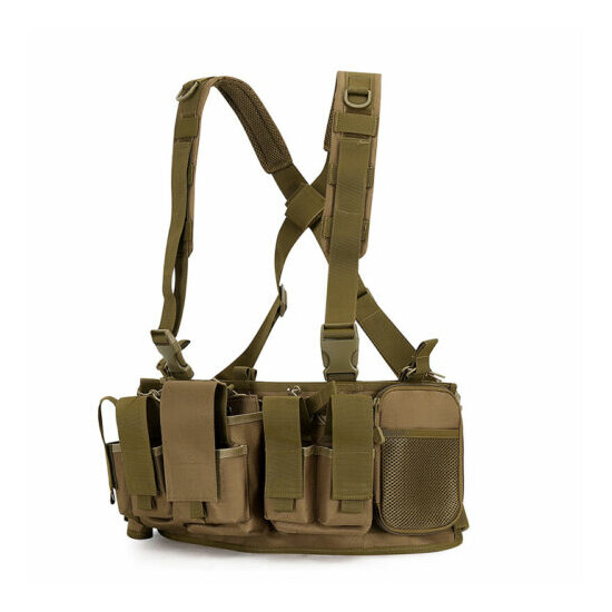  MOLLE Outdoor Airsoft Chest Rig Tactical Modular Vest Pouches Adjustable {11}