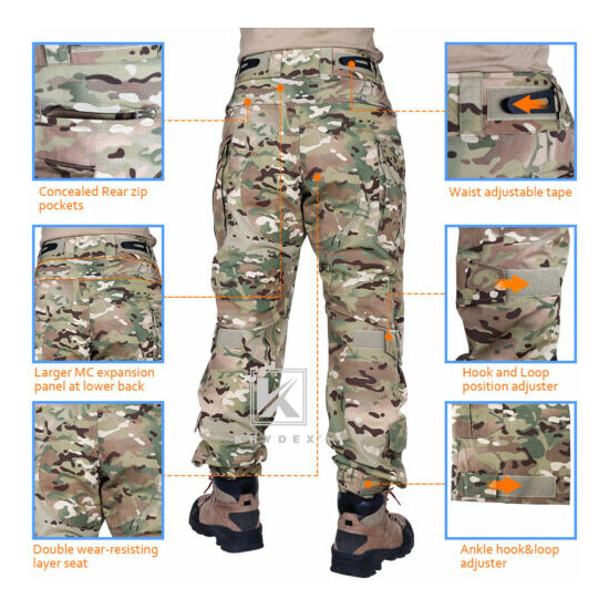 KRYDEX G3 Combat Uniform Set Tactical Shirt & Trousers & Knee Pads Multicam Camo {4}