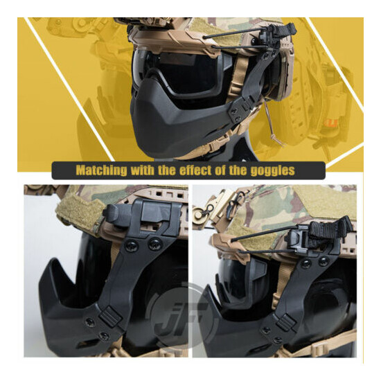 Tactical Half Mask Mandible Guard Protect Goggles Mount for Helmet w/ side rail {3}