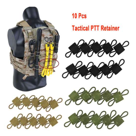 10Pcs Tactical PTT Retainer Molle Ribbon Buckle Binding Webbing Cable Fastener {1}