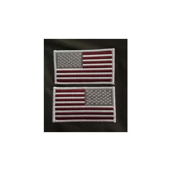 Subdued Gray & Burgundy American Flag Patch {1}