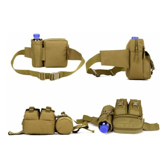 Tactical Waist Pack Pouch With Water Bottle Pocket Holder Molle Fanny Belt Bag {7}