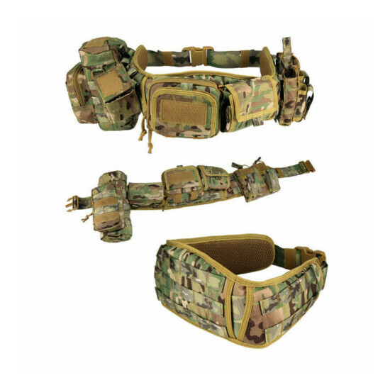 Military Tactical Molle Soft Padded Waist Belt Patrol Combat Battle Web Belt Bag {3}