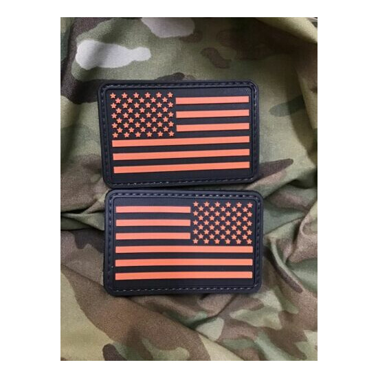 Black & Orange American Flag PVC Morale Patch {2}