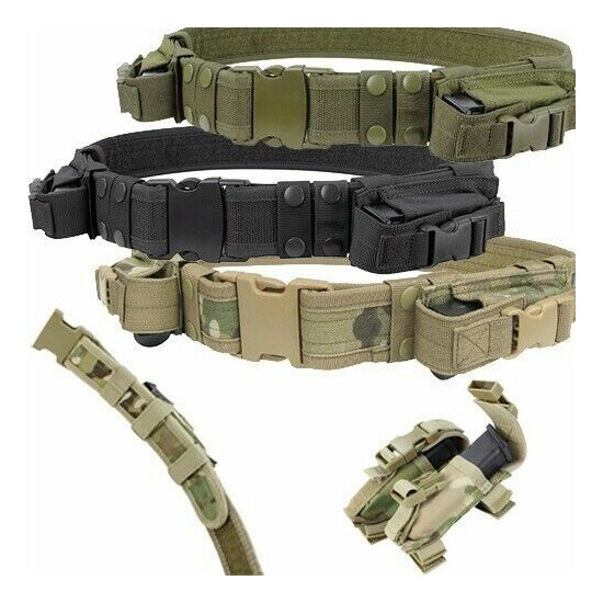 2.5" Tactical Belt Waist Band Strap Girdle Waistband with 2 Small Magazine Pouch {1}