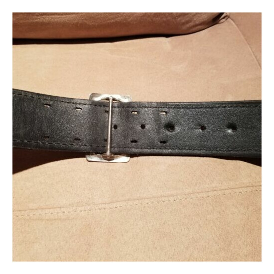 Boston Leather 6501 Black Plain Nickel Sam Browne Lined Gear Belt 34" w/buckle {7}