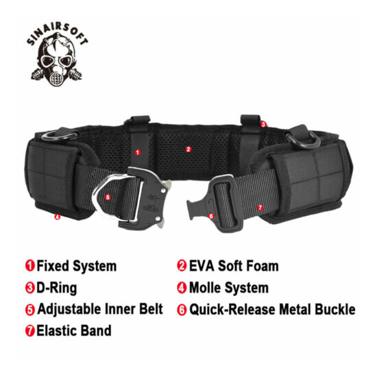 Tactical Molle Padded Waist Belt Quick Release Combat Battle Belt Strap Buckle {4}