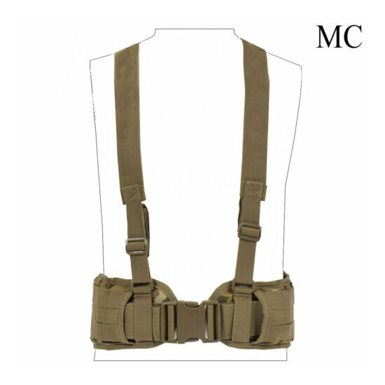 Tactical Molle Waist Padded Belt w/ Suspender Combat Multifunction Hunting Strap {13}