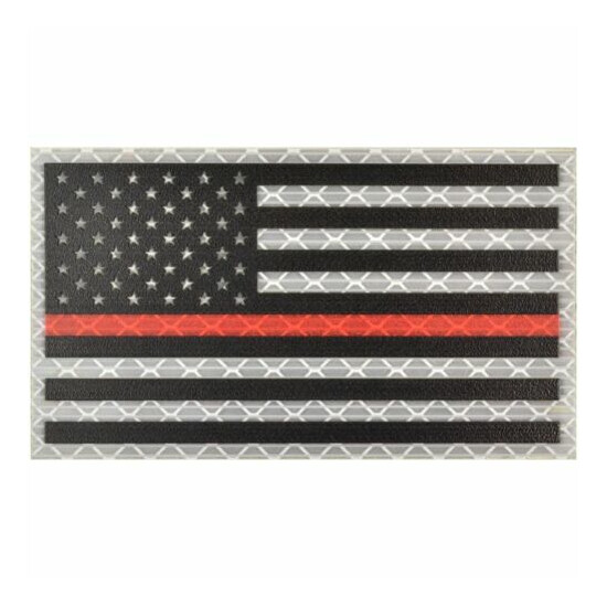 Reflective Printed Thin Red Line USA Flag - 2x3.5 Patch {4}