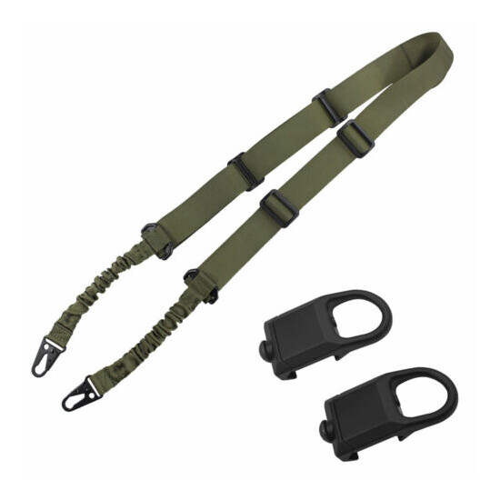 Tactical 2 Points Rifle Sling Gun Shoulder Strap with 2 Picatinny Rail Mounts {10}