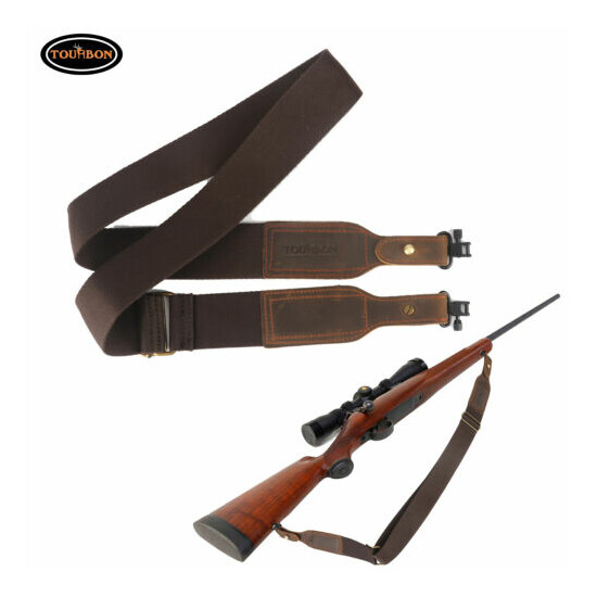 Tourbon Gun Carry Shotgun Strap Rifle Sling 2 Points Leather Buckle+ Swivels Set {1}