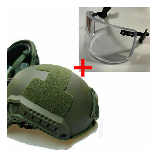 UHMW-PE IIIA Ballistic Bullet Proof Helmet Green (M) + 3A Bulletproof Face Mask  {1}