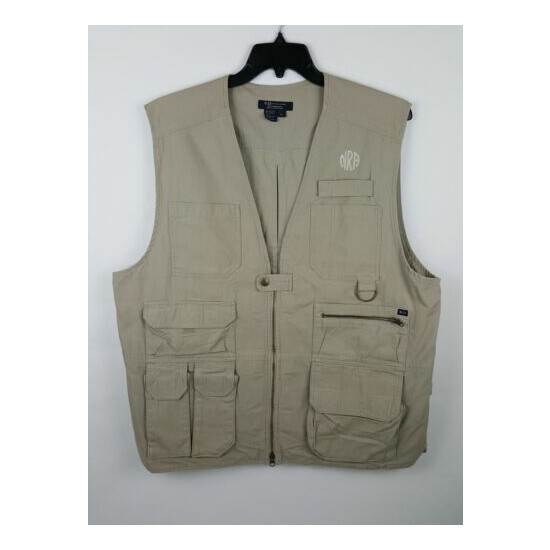 5.11 Tactical Series Safari Vest NRA Beige Mens Size XL EUC {1}