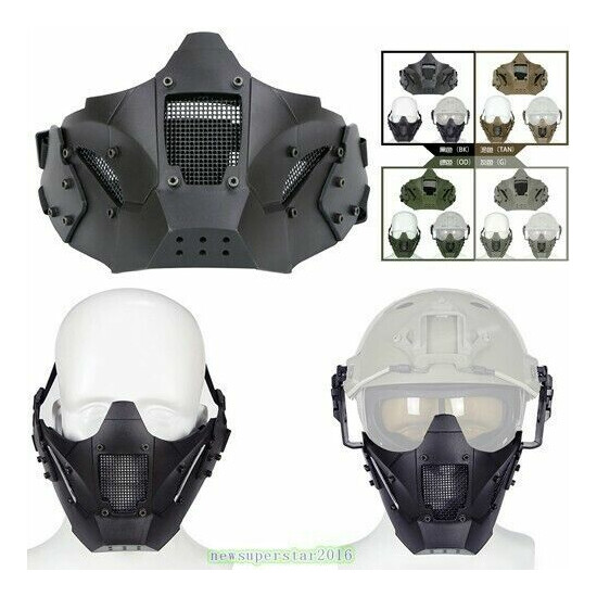 Tactical Half Face Guard Mask Protector For Helmet ( Two Ways To Wear Band/Rail) {1}
