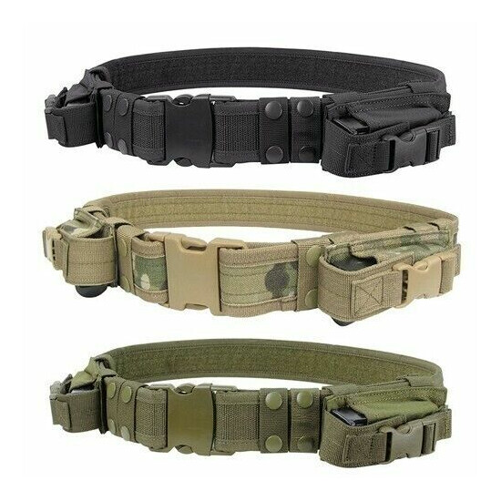 2.5" Tactical Belt Waist Band Strap Girdle Waistband with 2 Small Magazine Pouch {2}