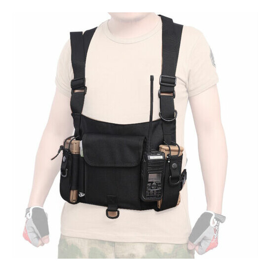 US Tactical Radio Chest Bag Rig Pack Holster for Hunting Survival Radios Pocket {1}
