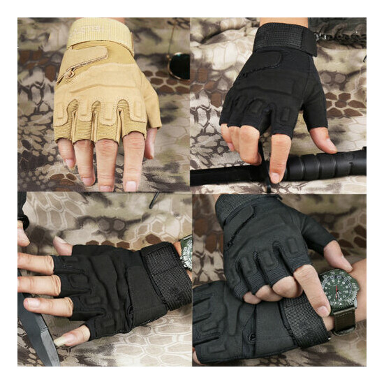 Airsoft Gloves Men Fingerless Tactical Gloves for Outdoor Sports US FAST {2}