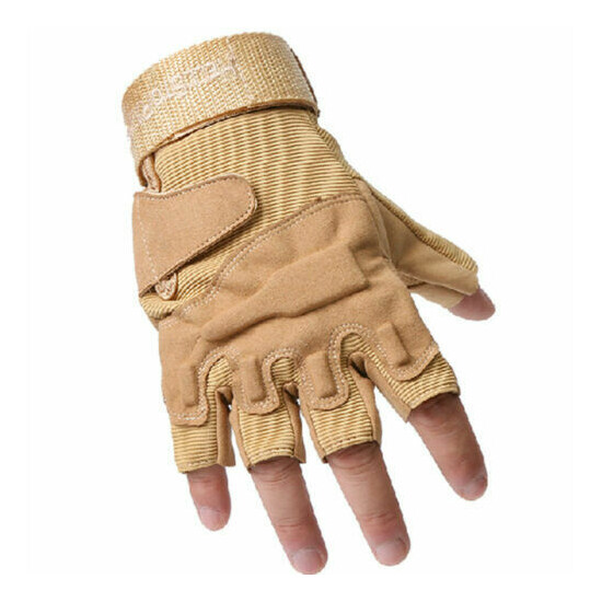 Tactical Army Military Half Finger Gloves Hard Knuckle Motorcycle Hunt Work {14}