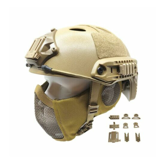 Tactical Airsoft Fast Helmet PJ Type and Metal Mesh Guard Foldable Double Str... {1}