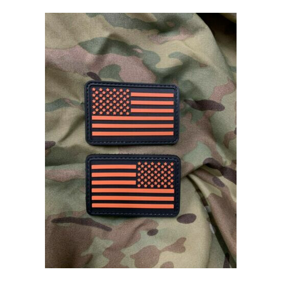 Black & Orange American Flag PVC Morale Patch {1}