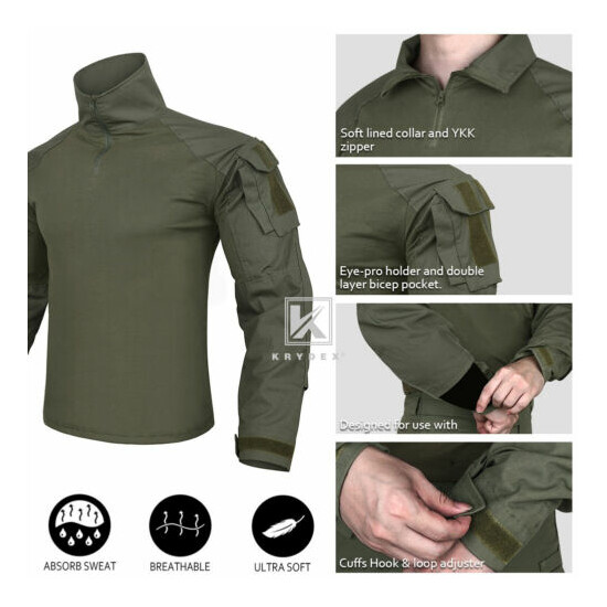 KRYDEX G3 Shirt w/ Tactical Elbow Pads and Trousers w/ Knee Pads Ranger Green {4}