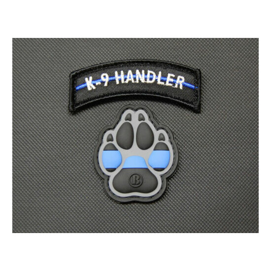 K9 Thin Blue Line PVC Patch Police Dog Handler Patch Set Uniform Patch Hook  {1}