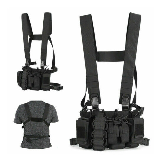 Black Military Tactical Vest Plate Carrier Holster Holder Molle Assault Combat {9}