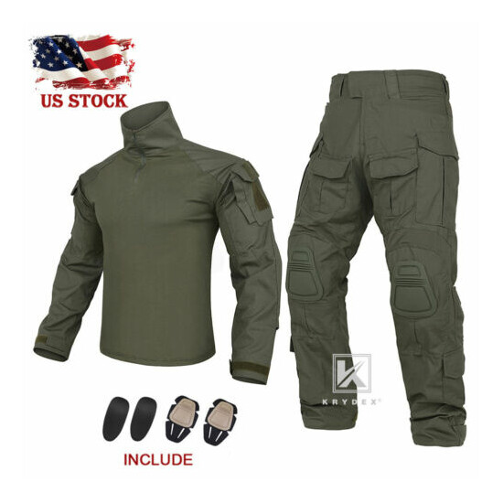 KRYDEX G3 Shirt w/ Tactical Elbow Pads and Trousers w/ Knee Pads Ranger Green {1}