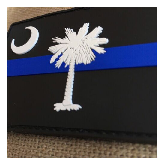 Subdued South Carolina State Flag Thin Blue Line PVC Patch {2}