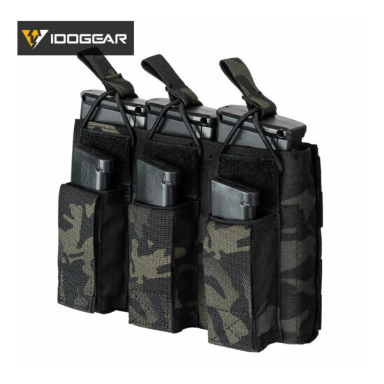 IDOGEAR Tactical Mag Pouch Triple Mag Carrier Open Top 5.56 MOLLE Paintball Gear {11}