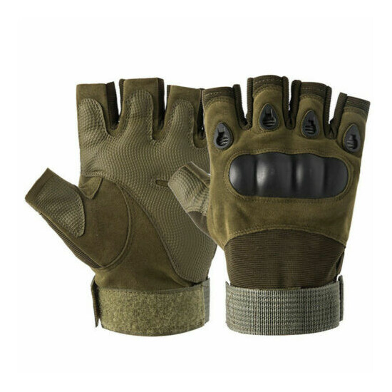 New Half Finger Tactical Gloves Protective Hard Knuckle Work Military Hunting {13}