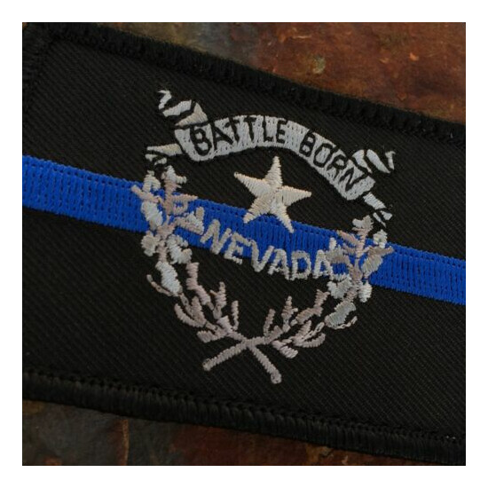 Subdued Thin Blue Line Nevada State Flag Patch, Law Enforcement {2}