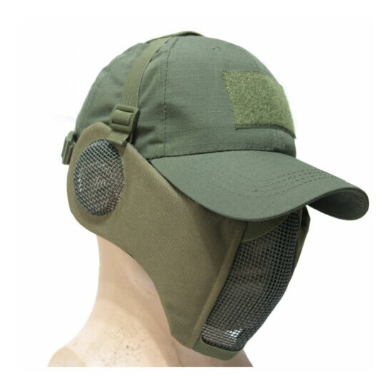 Tactical Foldable Camouflage Mesh Mask With Ear Protection With Cap For Hunting {5}